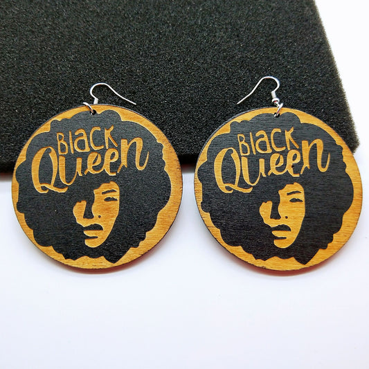 geometric African black round earrings
