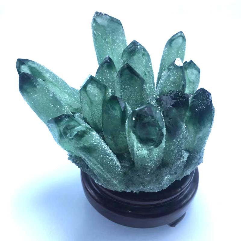 Green crystal cluster mineral specimen strange stone