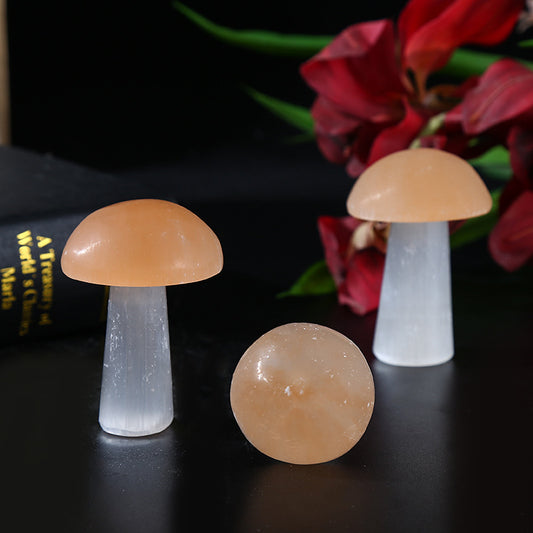 Creative Natural Crystal Raw Stone Mushroom Ornament