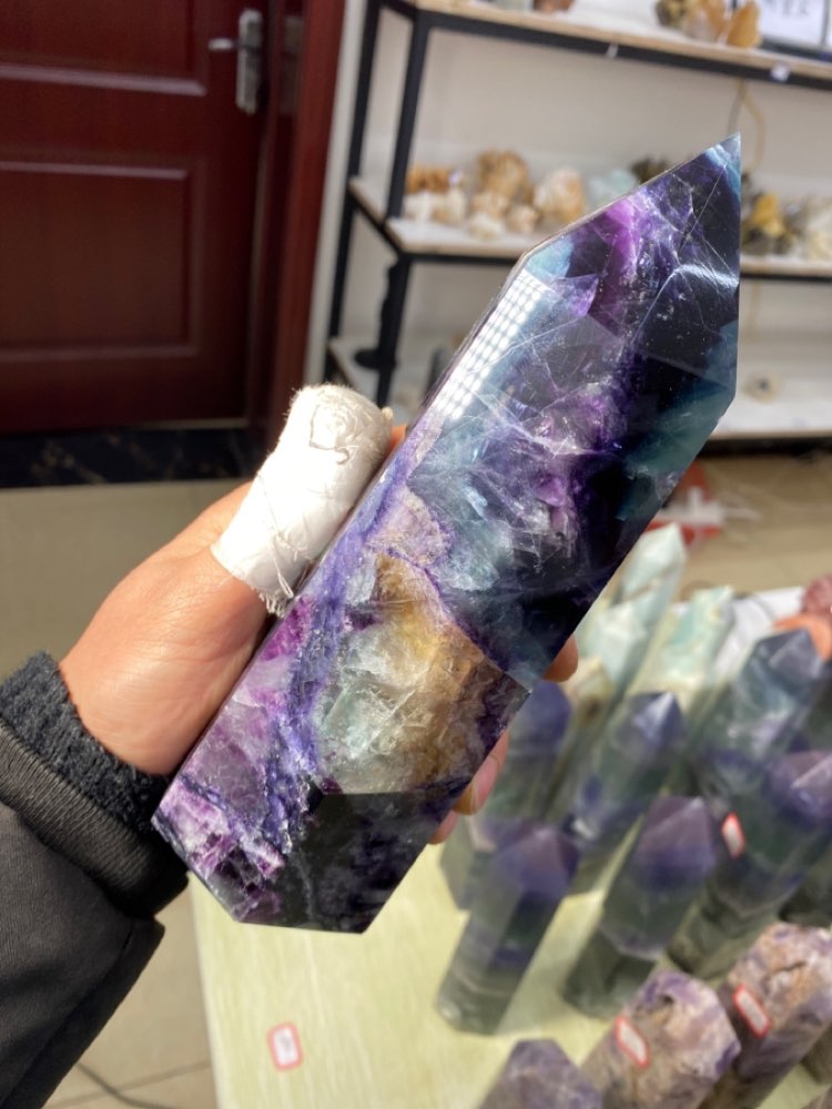 A large Natural Colored Fluorite Crystal Point Natural Crystal Wand