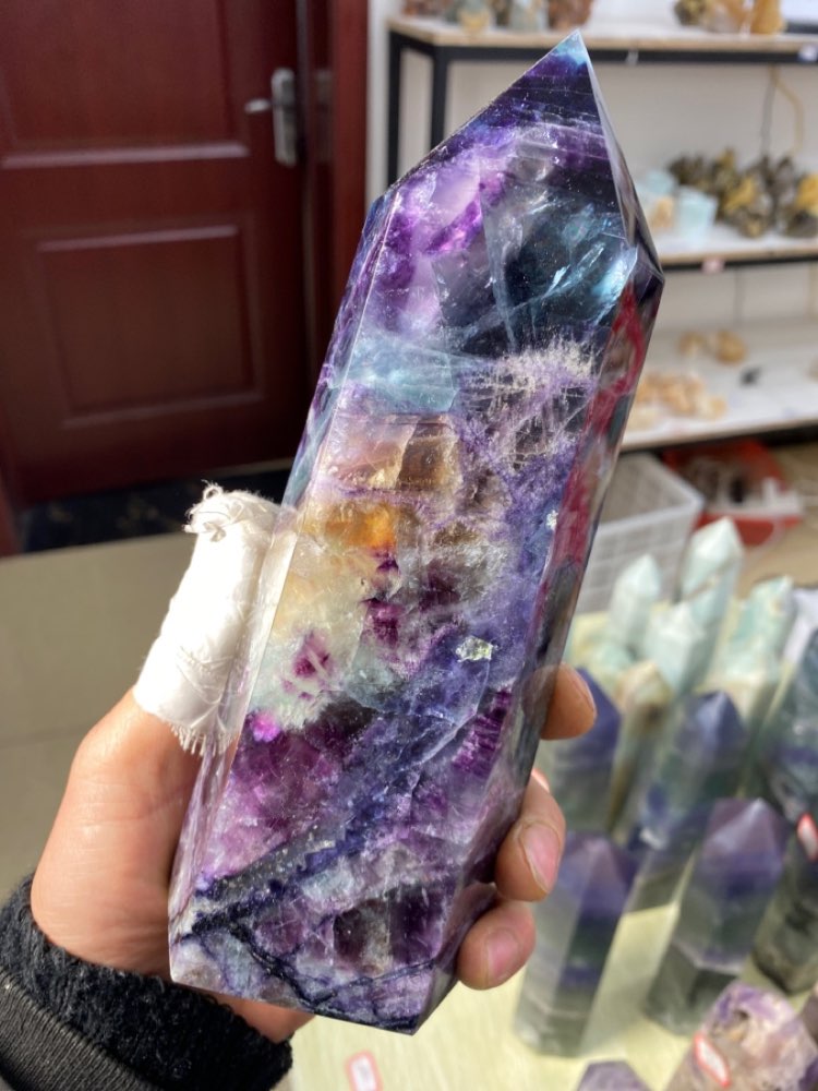 A large Natural Colored Fluorite Crystal Point Natural Crystal Wand