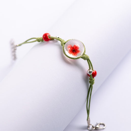 Crystal Transparency Flower Charms Bracelets Hand-made Glass Ball Chain &amp; link bracelets&amp;Bangles #EZ522