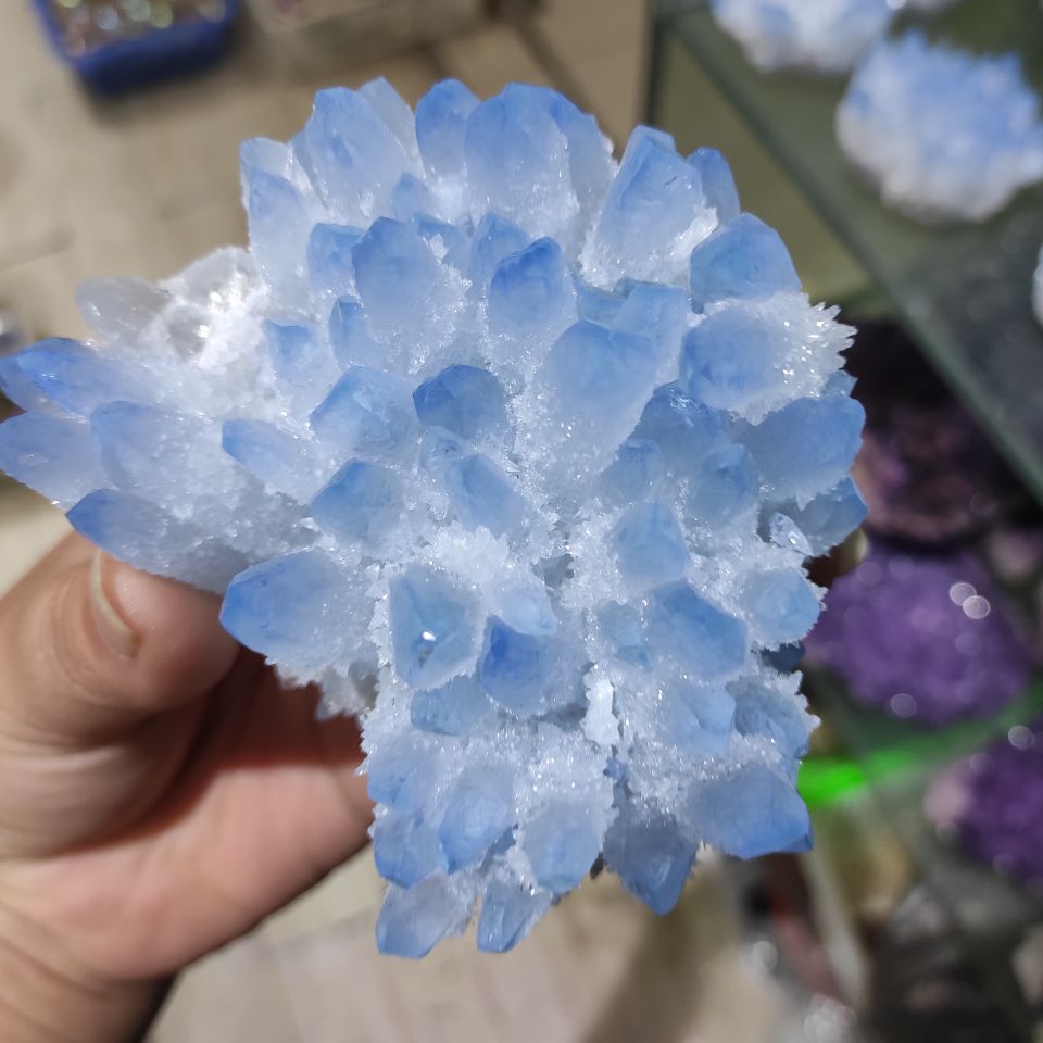 300-700g  Rare Beautiful  blue  Ghost phantom Quartz Crystal Cluster Specimen