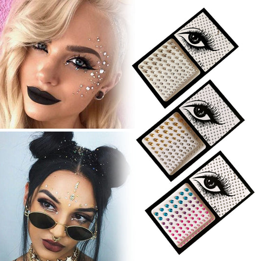 Fashion Women Rhinestone Face Tattoos Jewel Pearl Eyes Makeup Crystal Glitters for the Face Jewelry Eyes Temporary Stickers