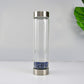 550ml Big Diameter Crystal Elixir Bottles Multicolor Crystal Water Bottle,Healing Crystal Infuser Energy Water Bottle Wooden Lid